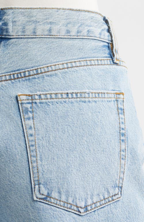 Shop Frame The Timeless Raw Hem Denim Bermuda Shorts In Tricky