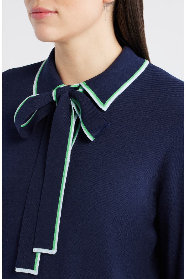 Tipped Bow Sweater, Alternate, color, NAVY/ RETRO GREEN MULTI