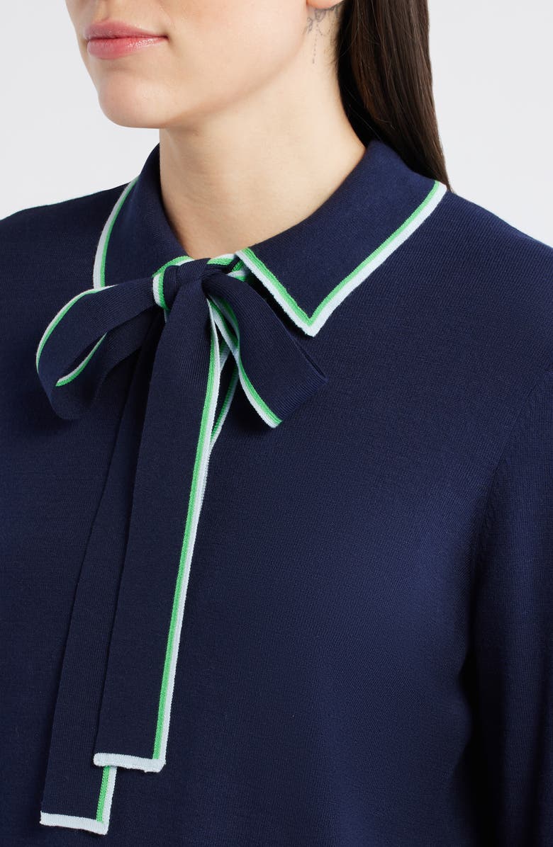 Wit & Wisdom Tipped Bow Sweater, Alternate, color, Navy/ Retro Green Multi