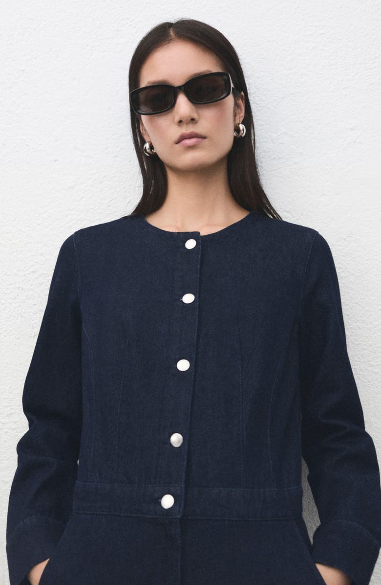 MANGO Long Sleeve Denim Jumpsuit, Alternate, color, Dark Blue