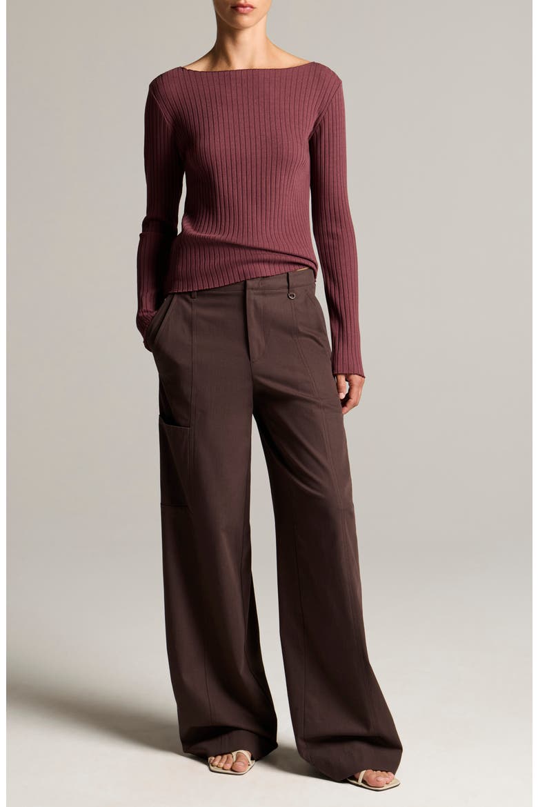 Boat Neck Rib Top, Alternate, color, DEEP MAUVE