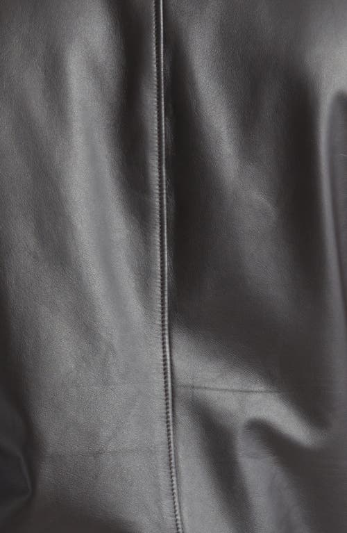 Thom Sweeney Leather Bomber Jacket With Genuine Shearling Collar In Brown