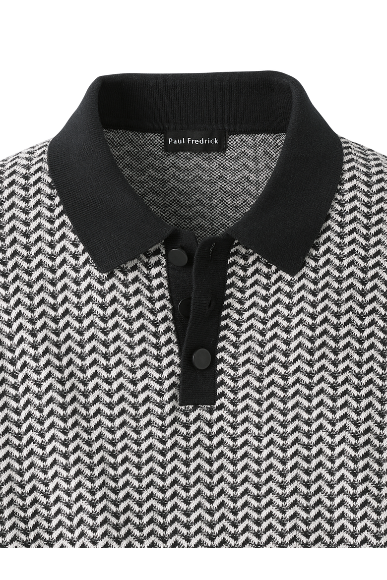 Cotton Three-button Polo, Alternate, color, Black/Ivory