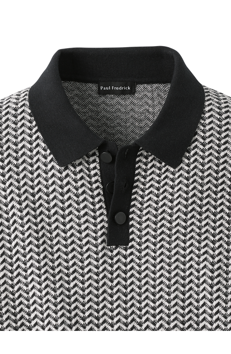 Paul Fredrick Cotton Three-button Polo, Alternate, color, Black/Ivory