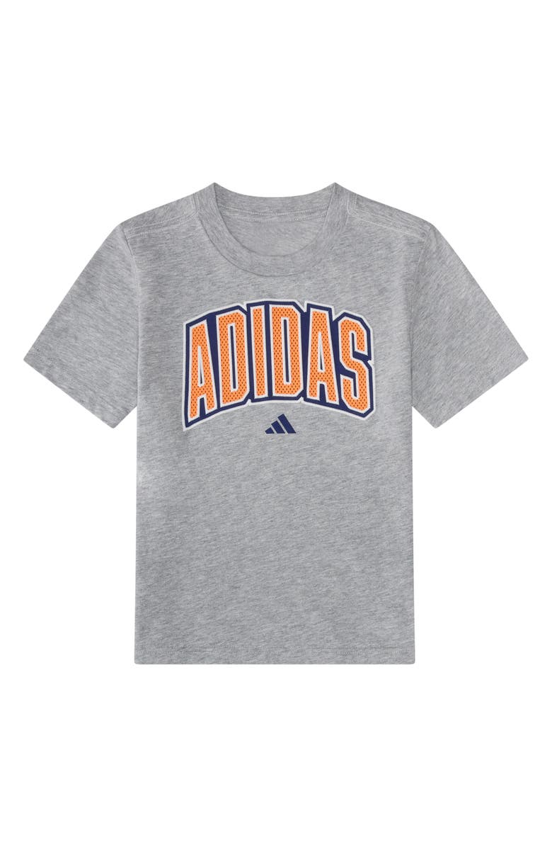 adidas Kids' Graphic Print T-Shirt & Shorts Set, Alternate, color, Grey With Orange