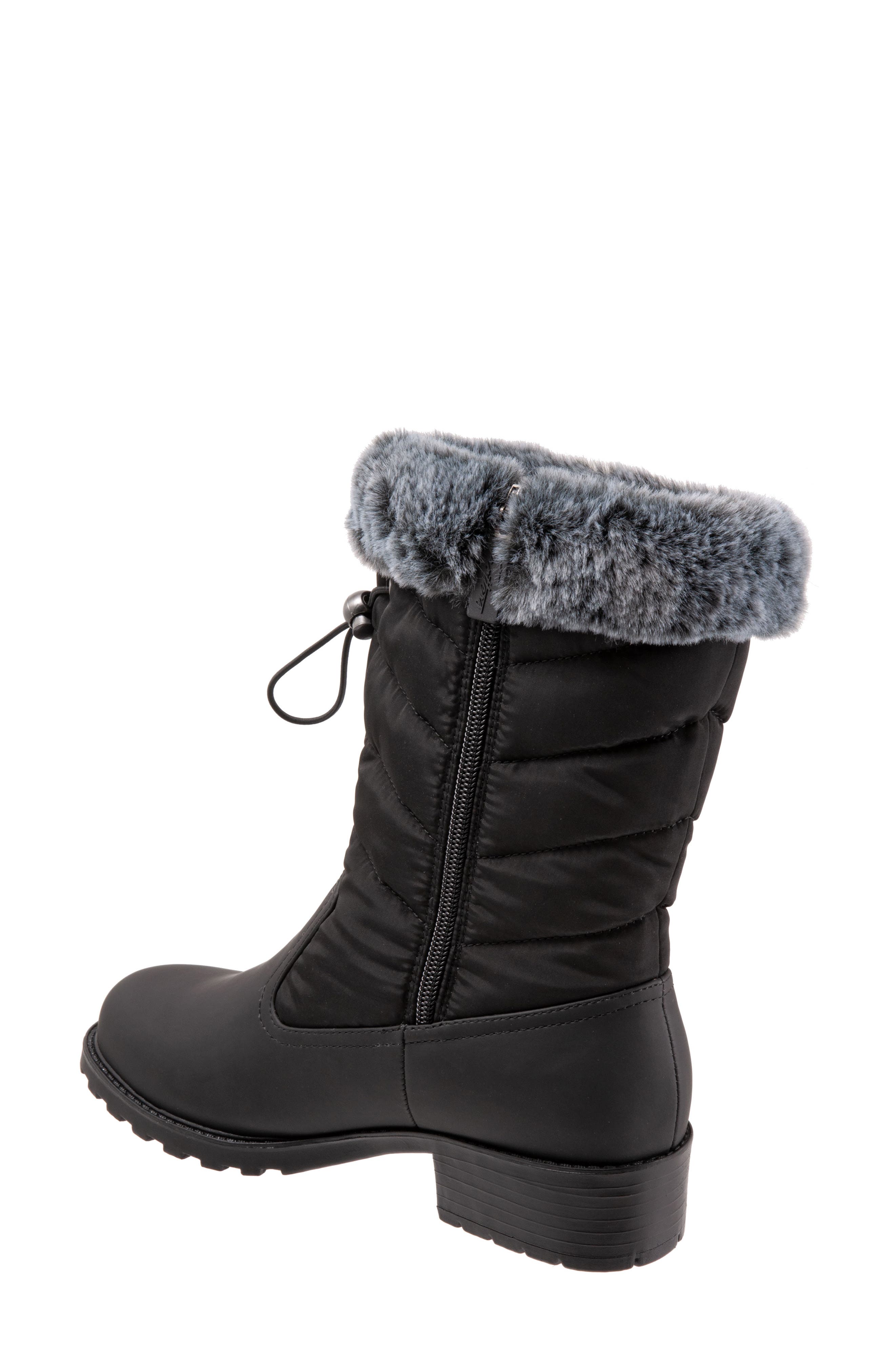 Trotters Bryce Faux Fur Trim Winter Boot, Alternate, color, Black