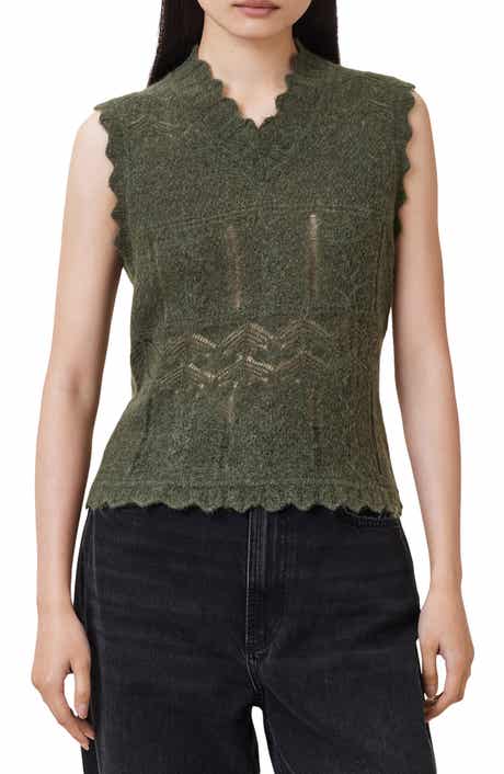 AllSaints Vanessa Pointelle Knit Sweater Vest