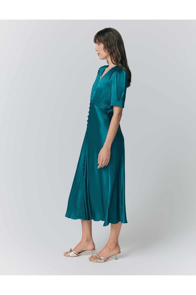 Madison Satin Midi Dress, Alternate, color, Emerald Sea