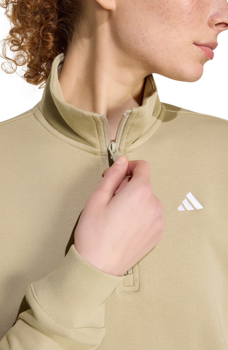 adidas French Terry Quarter Zip Pullover, Alternate, color, Wonder Cargo/ White
