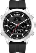 Kenneth Cole Reaction Analog Digital Silicone Strap Chronograph Watch, 47mm