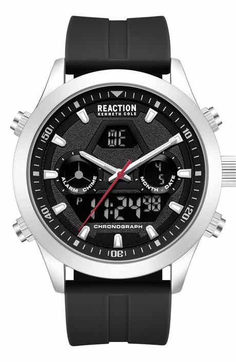Kenneth Cole Reaction Analog Digital Silicone Strap Chronograph Watch, 47mm