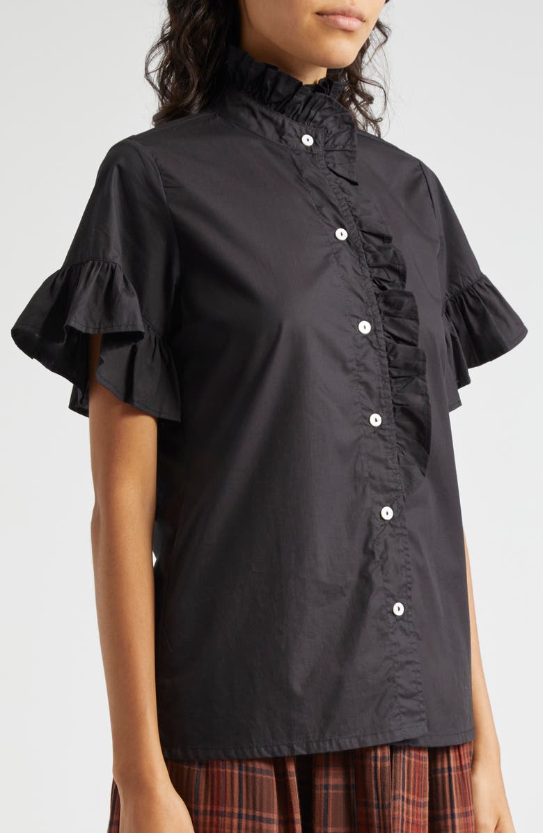 MILLE Vanessa Ruffle Detail Cotton Blouse, Alternate, color, 