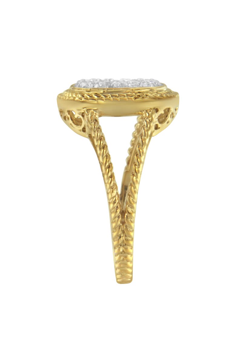 Haus of Brilliance 10K Yellow Gold Plated Silver 1/2 Ctw Diamond Cushion Split Shank Cocktail Ring, Alternate, color, Yellow Gold Over Silver