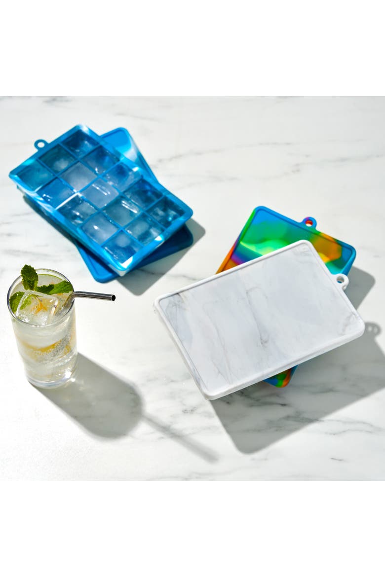1.25" Ice Cube Tray with Lid, Alternate, color, Blue Marble