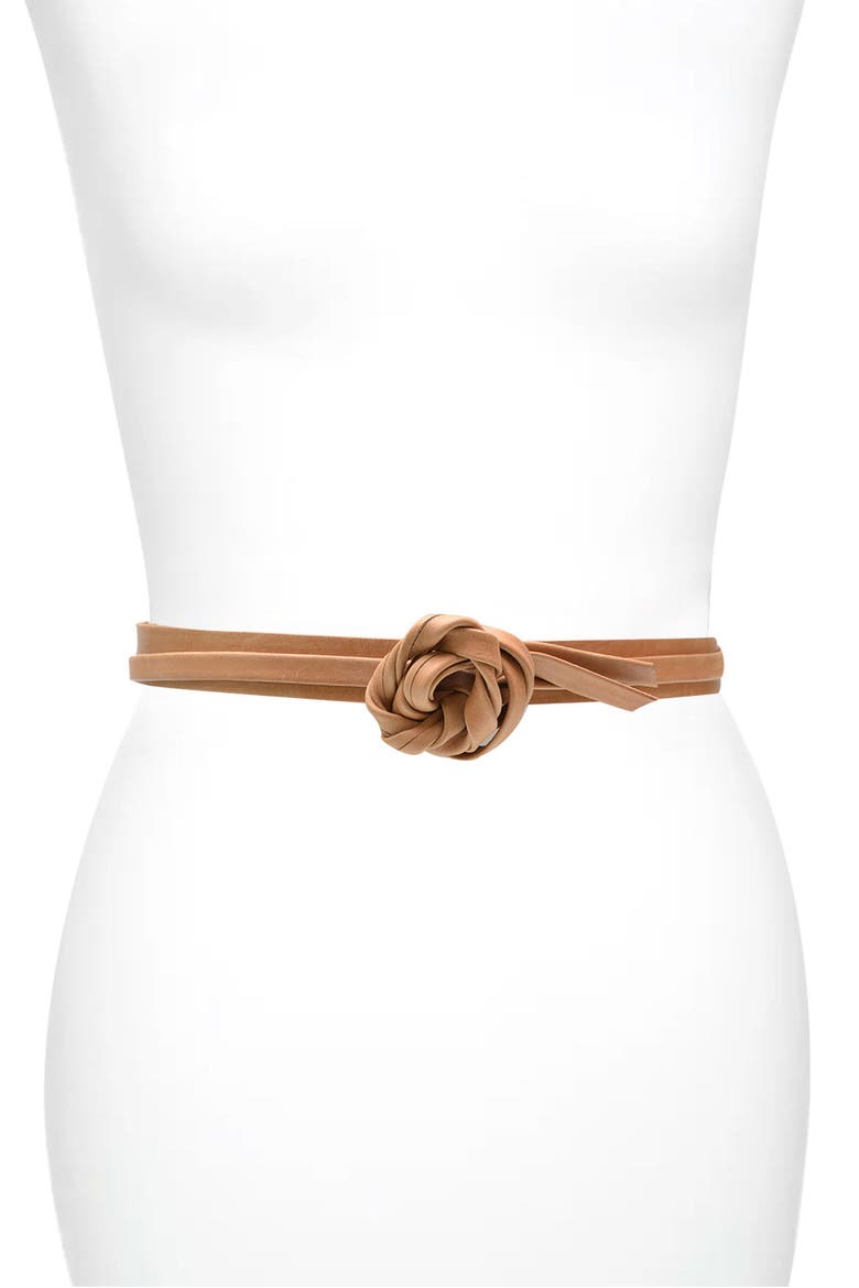 Skinny Leather Wrap Belt, Alternate, color, TAN