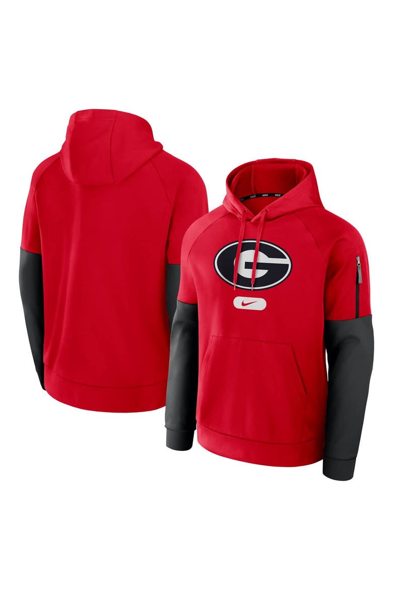 Men's Nike Red Georgia Bulldogs Fitness Raglan Performance Pullover Hoodie, Main, color, Red