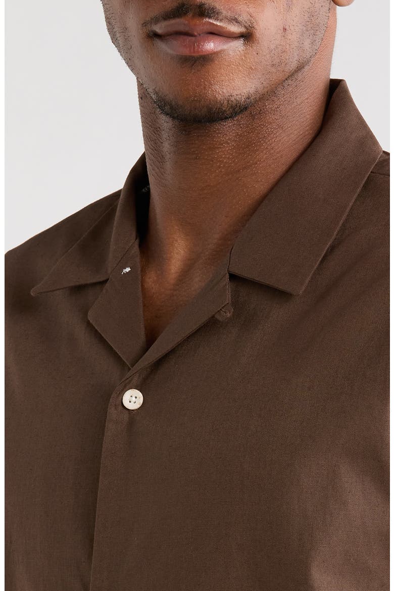 Elai Cotton & Linen Camp Shirt, Alternate, color, BROWN