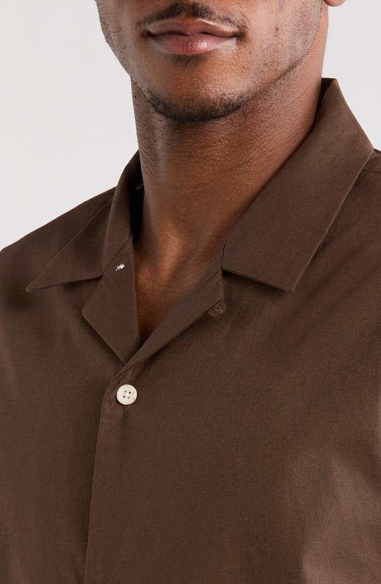 PacSun Elai Cotton & Linen Camp Shirt, Alternate, color, Brown