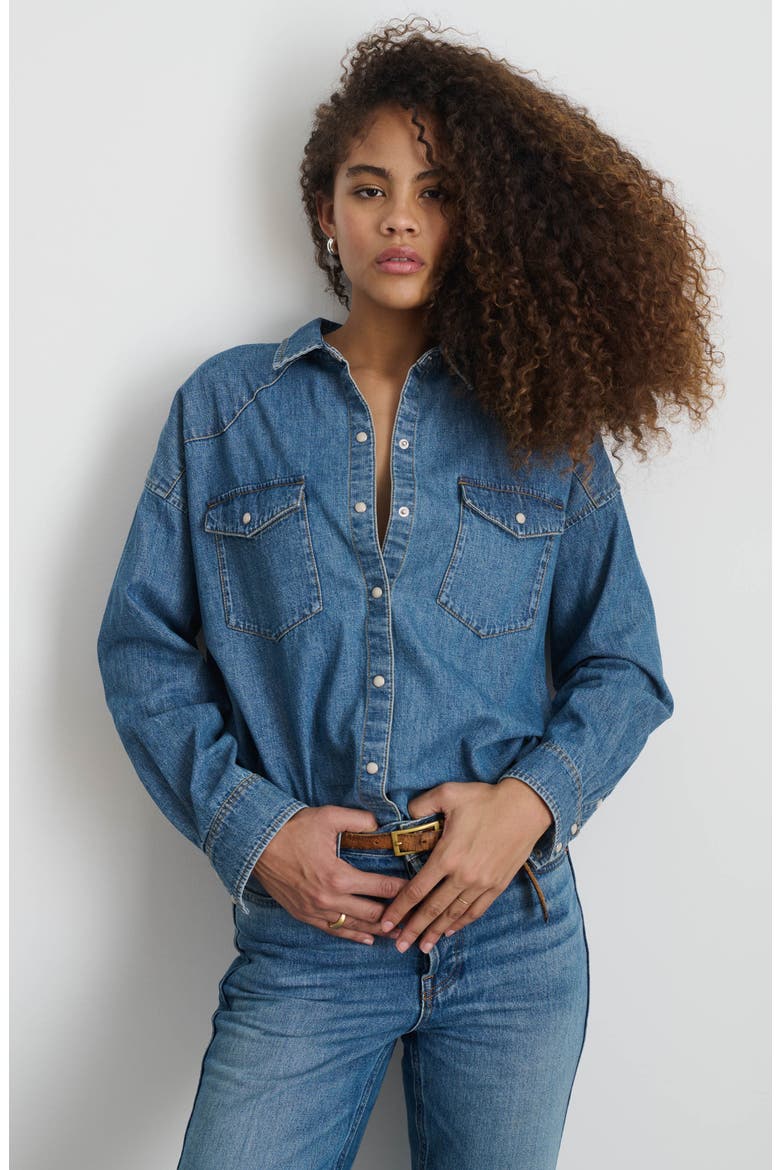 Western Denim Shirt, Alternate, color, SANTA FE MEDIUM WASH