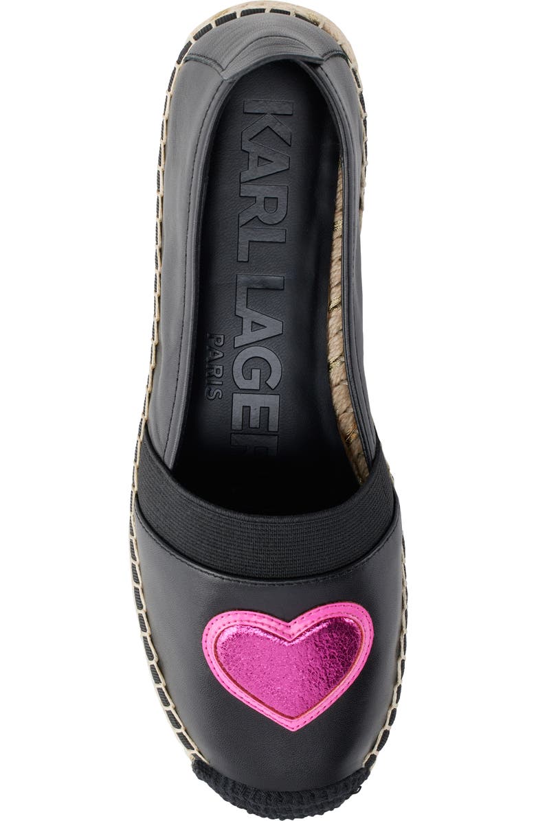 KARL LAGERFELD PARIS Manika Heart Appliqué Espadrille, Alternate, color, Black