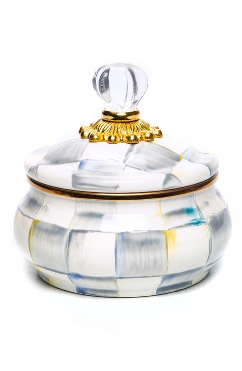 Sterling Check Enamel Squashed Pot