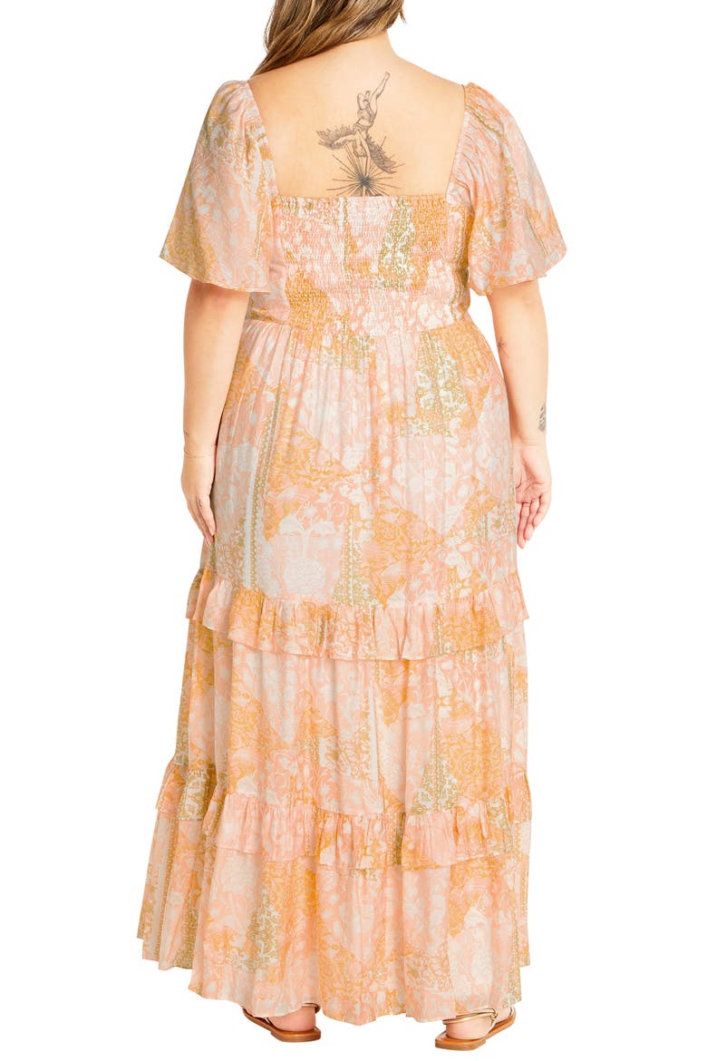 Marci Tiered Print Maxi Dress, Alternate, color, SUNKISSED