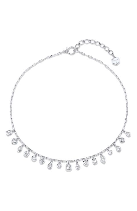 Mixed Bezel Diamond & 18K Gold Shaker Necklace