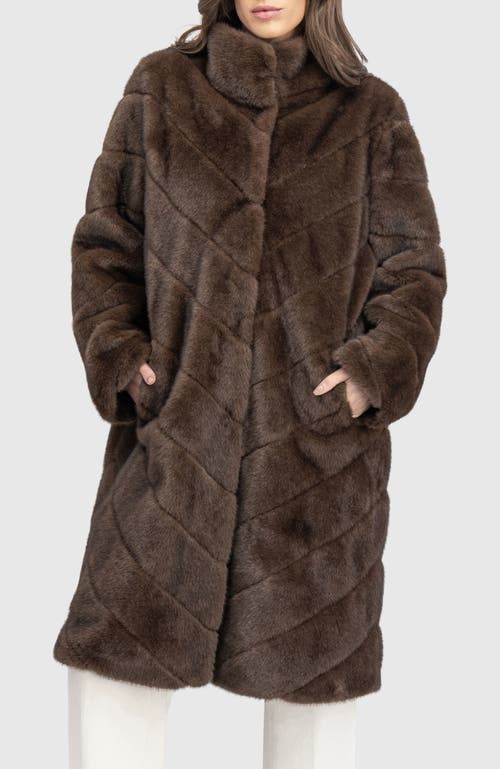Lyla Grant Fur-free Mink (faux Fur) Short Coat In Brown