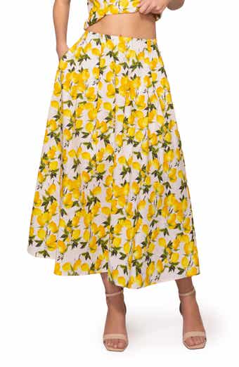 MELLODAY Lemon Poplin A-Line Maxi Skirt
