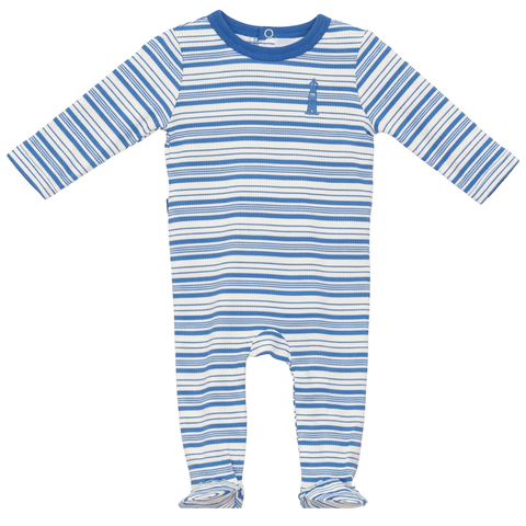 Striped Lighthouse Long Sleeve Footed Romper
