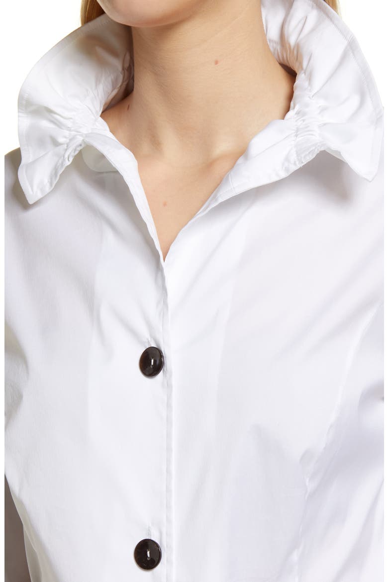 Ruffle Collar Cotton Poplin Blouse, Alternate, color, WHITE/BLACK