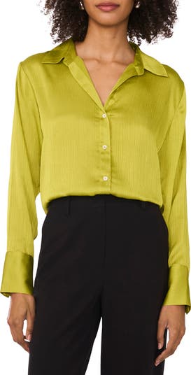 Vince Camuto Textured Satin Long Sleeve Button-Up Shirt