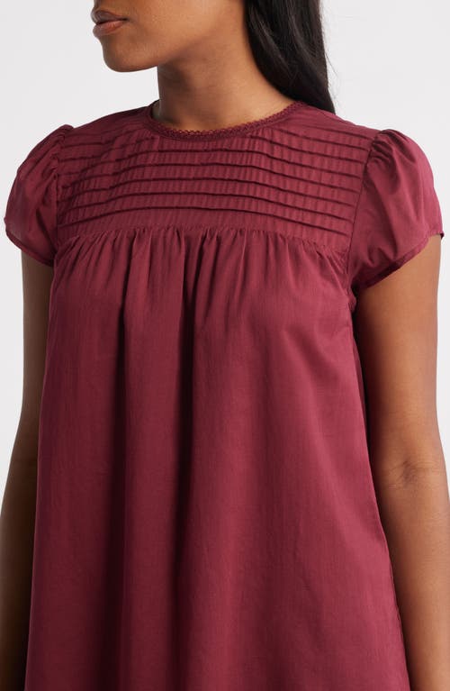 Charles Henry Pintuck Cotton Minidress In Burgundy