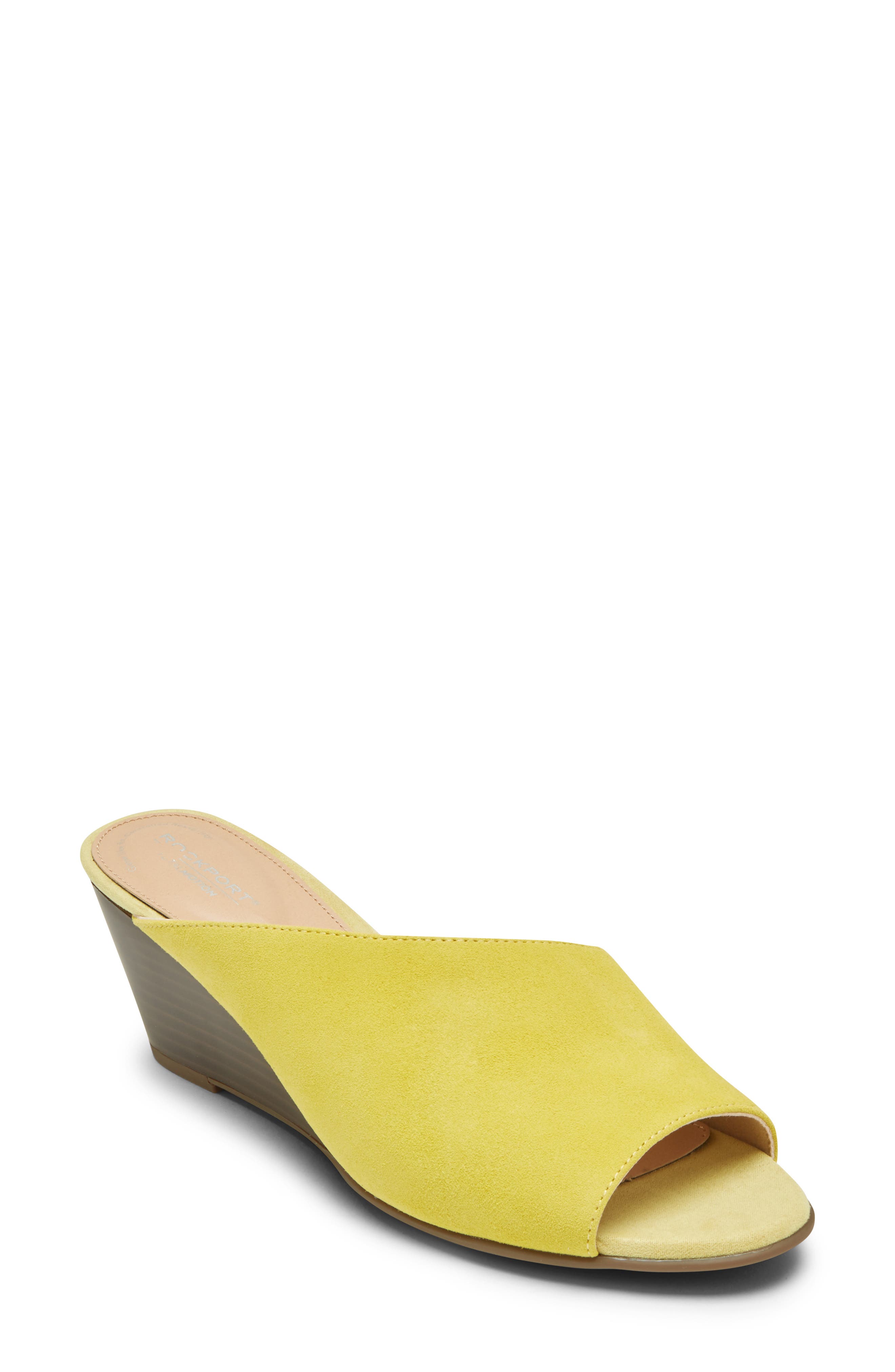 Taylor Asymmetric Wedge Slide Sandal, Main, color, LEMON SUEDE