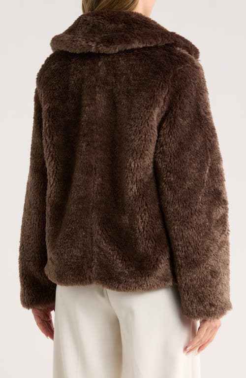 Elie Elie Tahari Faux Fur Snap Front Jacket In Brown