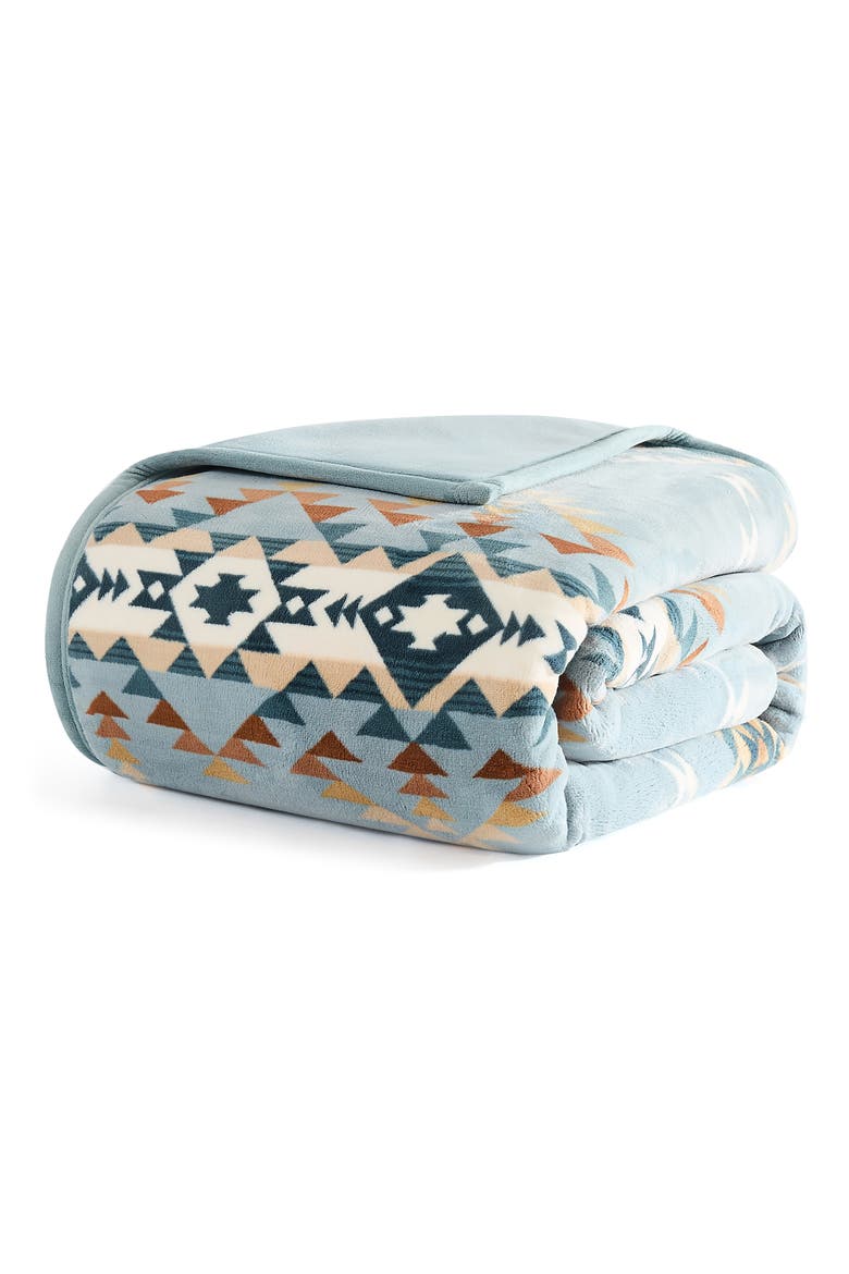 Bridge Creek Fleece Throw Blanket, Main, color, BLUE