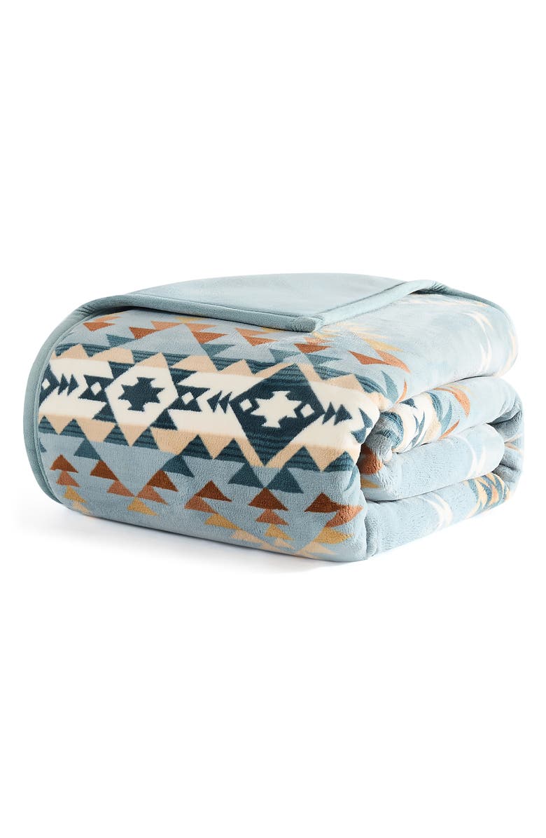 Pendleton Bridge Creek Fleece Throw Blanket, Main, color, Blue