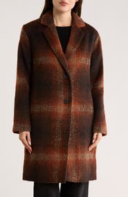 Lucky Brand Plaid Single Breasted Coat
