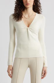Nordstrom Twist Front Detail Merino Wool Blend Sweater