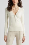 Nordstrom Twist Front Detail Merino Wool Blend Sweater