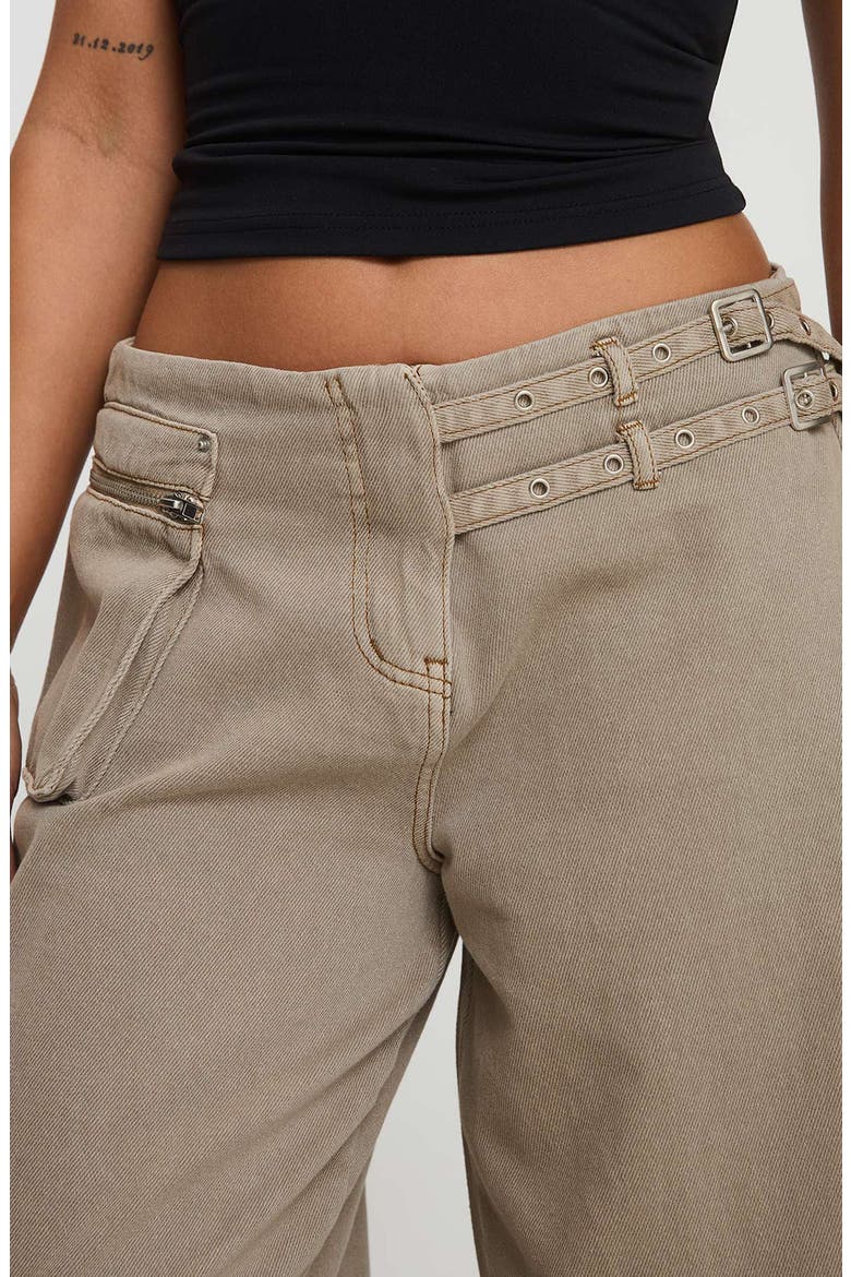Paltrow Low Rise Wide Leg Cargo Jeans, Alternate, color, WASHED BROWN