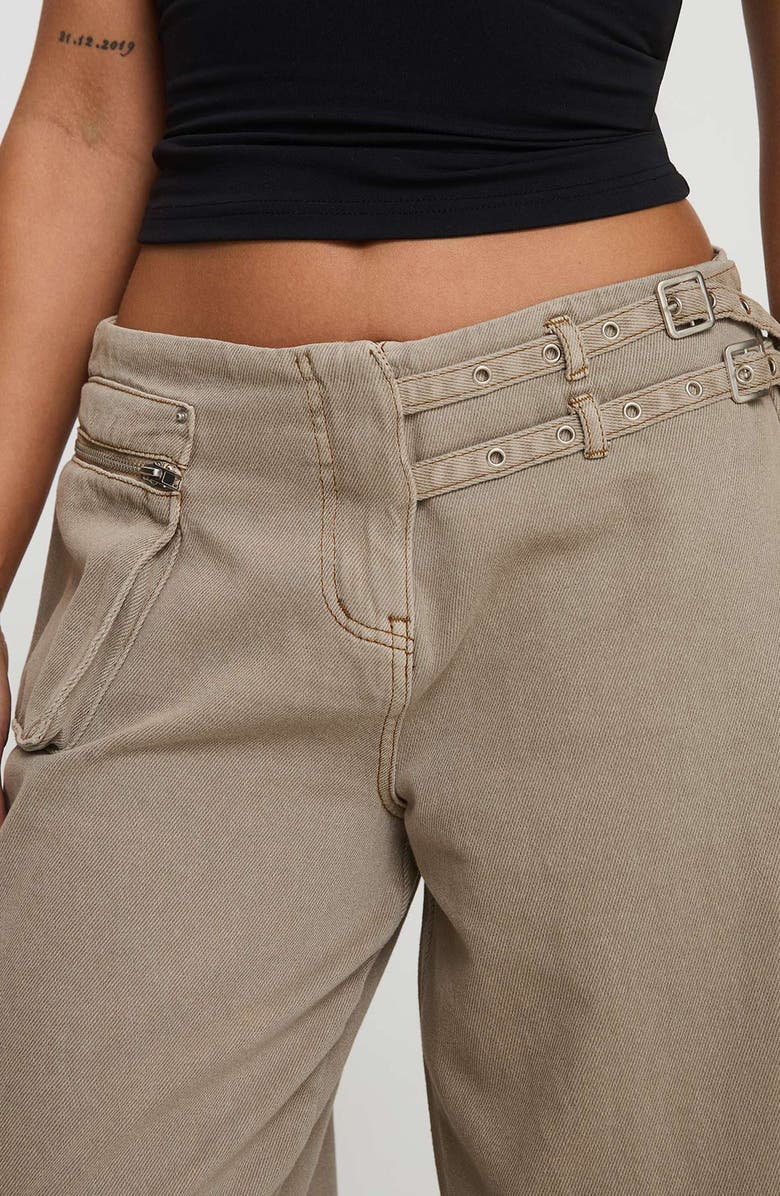Princess Polly Paltrow Low Rise Wide Leg Cargo Jeans, Alternate, color, Washed Brown