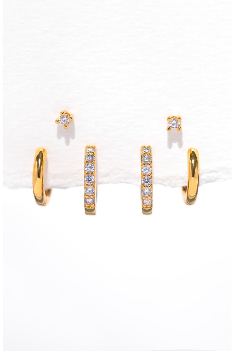 Essentials Set of 3 Earrings, Alternate, color, GOLD