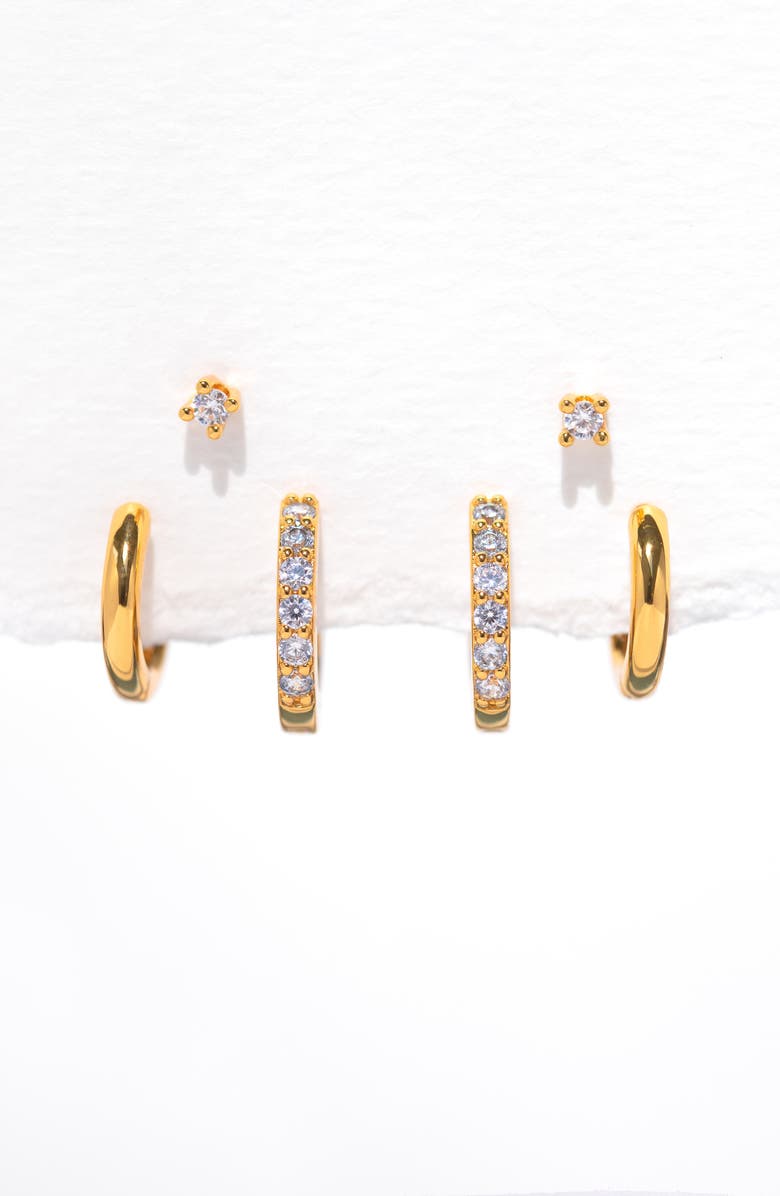 Girls Crew Essentials Set of 3 Earrings, Alternate, color, Gold