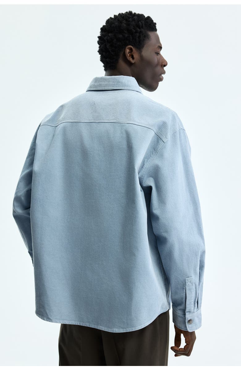 H&M Oversized cotton corduroy shirt, Alternate, color, Light Blue