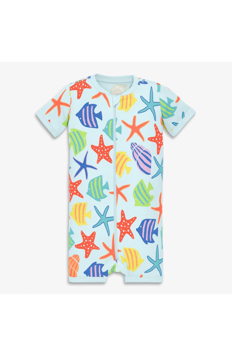 Primary Baby Organic Zip Shortie In Seasonal Prints, Main, color, Saltwater Under The Sea