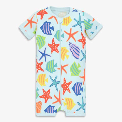 Baby Organic Zip Shortie In Seasonal Prints