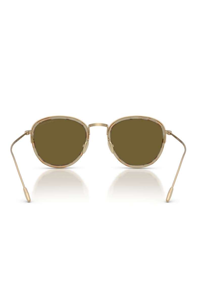 50mm Round Sunglasses, Alternate, color, MATTE PALE GOLD / DARK BROWN