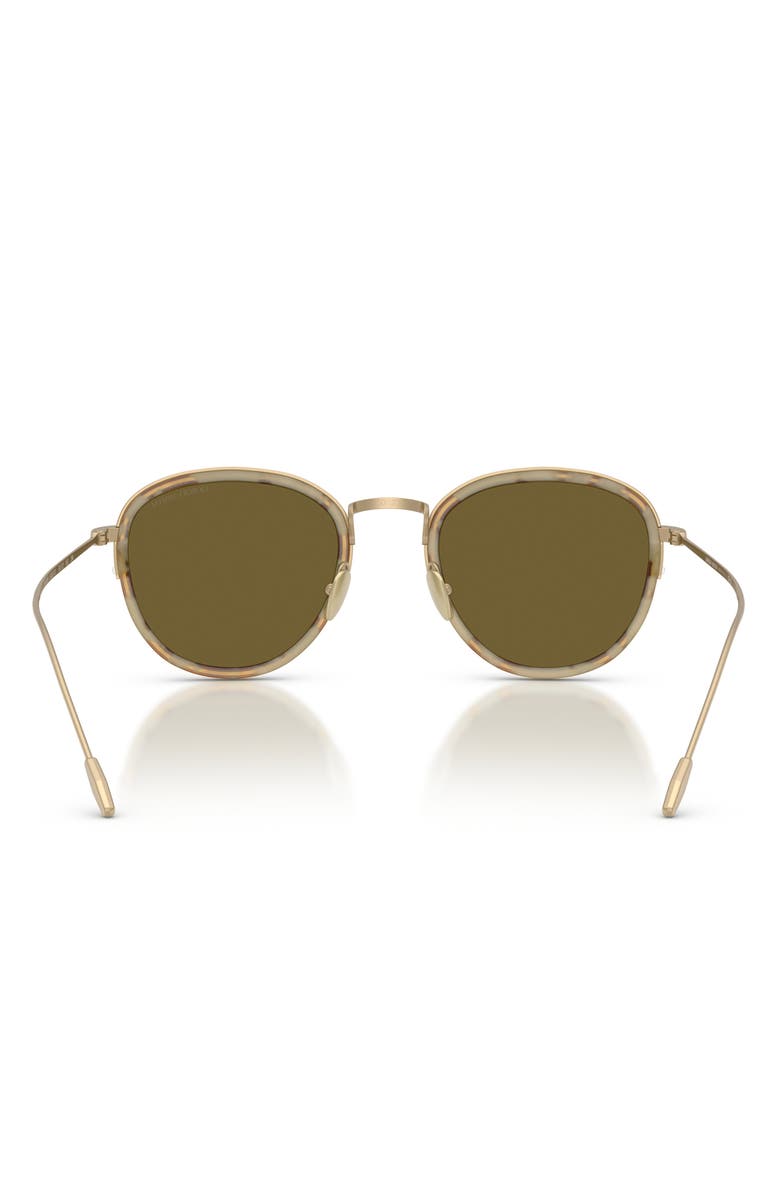 ARMANI 50mm Round Sunglasses, Alternate, color, Matte Pale Gold / Dark Brown