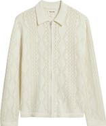 Open Edit Cotton Pointelle Zip Cardigan